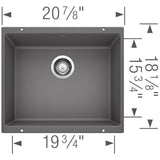 Precis SILGRANIT 21'' Single Bowl Undermount Kitchen Sink - Coal Black