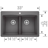 Diamond SILGRANIT 33'' 50/50 Double Bowl Dual Mount Kitchen Sink - Cafe