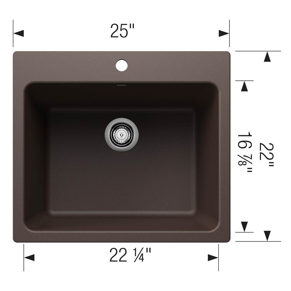 Liven SILGRANIT 25'' Single Bowl Dual Mount Laundry Sink - Anthracite