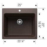 Liven SILGRANIT 25'' Single Bowl Dual Mount Laundry Sink - Anthracite