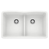 Blanco - Diamond SILGRANIT 32'' 50/50 Double Bowl Undermount Kitchen Sink with Low Divide - White - White