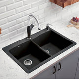 Diamond SILGRANIT 33'' 50/50 Double Bowl Dual Mount Kitchen Sink - Cafe