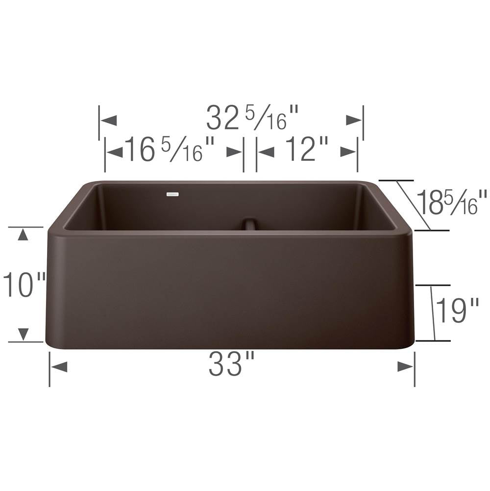 Ikon SILGRANIT 33'' Double Bowl Apron-Front Farmhouse Sink with Low Divide - Anthracite