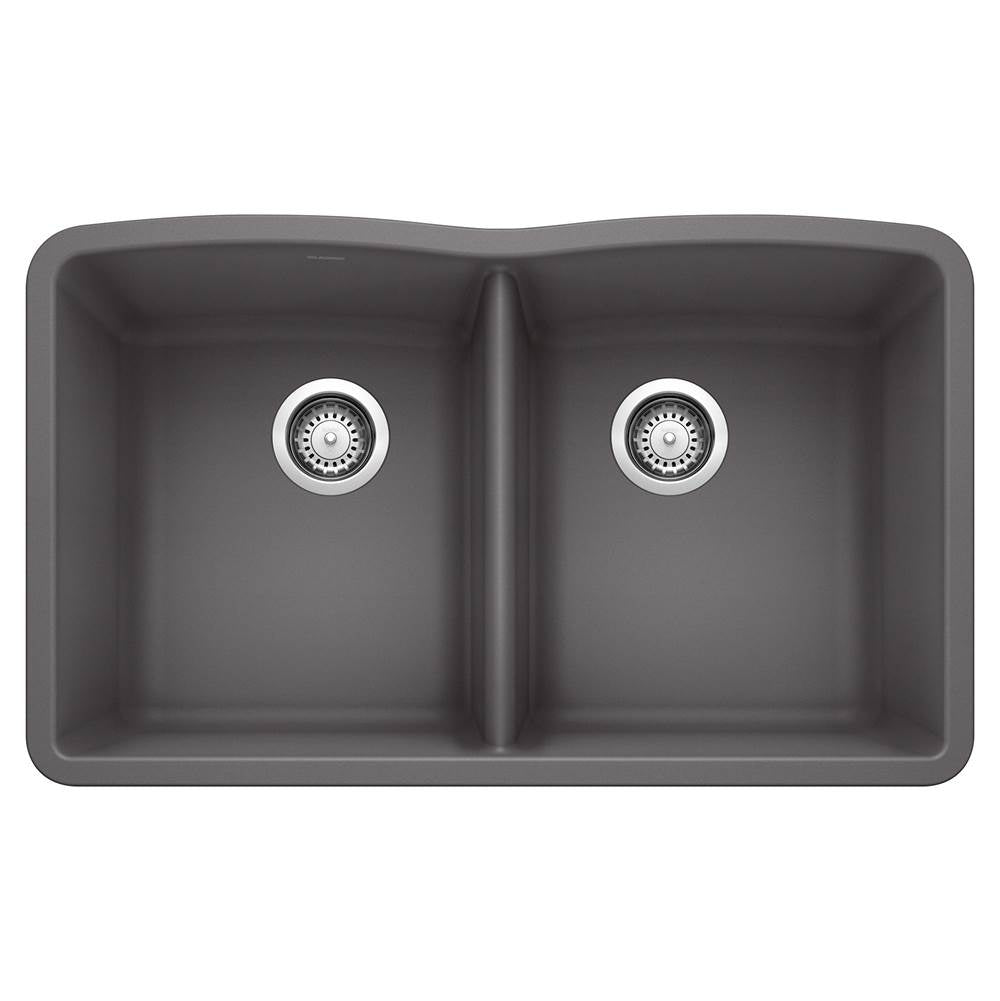 Blanco - Diamond SILGRANIT 32'' 50/50 Double Bowl Undermount Kitchen Sink - Cinder - Cinder