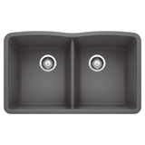 Blanco - Diamond SILGRANIT 32'' 50/50 Double Bowl Undermount Kitchen Sink - Cinder - Cinder