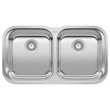 Blanco - Stellar 33'' 50/50 Double Bowl Undermount Stainless Steel Kitchen Sink - Brushed