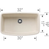 Valea SILGRANIT 32'' Super Single Undermount Kitchen Sink - Soft White