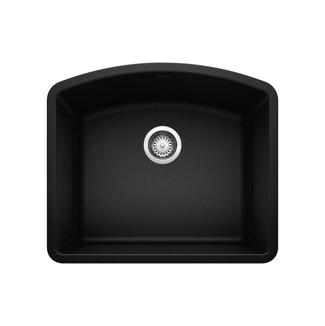Blanco - Diamond SILGRANIT 24'' Single Bowl Undermount Kitchen Sink - Coal Black - Coal Black