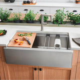 Quatrus R15 Ergon 33'' Single Bowl Apron-Front Stainless Steel Farmhouse Sink