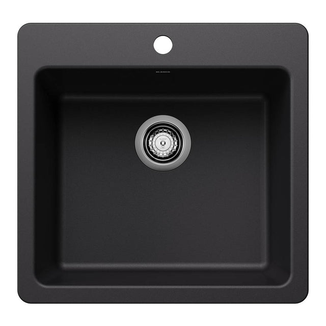 Blanco - Liven SILGRANIT 21'' Single Bowl Dual Mount Kitchen Sink - Coal Black - Coal Black