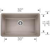 Precis SILGRANIT 32'' Super Single Undermount Kitchen Sink - Cafe