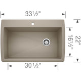 Diamond SILGRANIT 33.5'' Super Single Dual Mount Kitchen Sink - Cafe