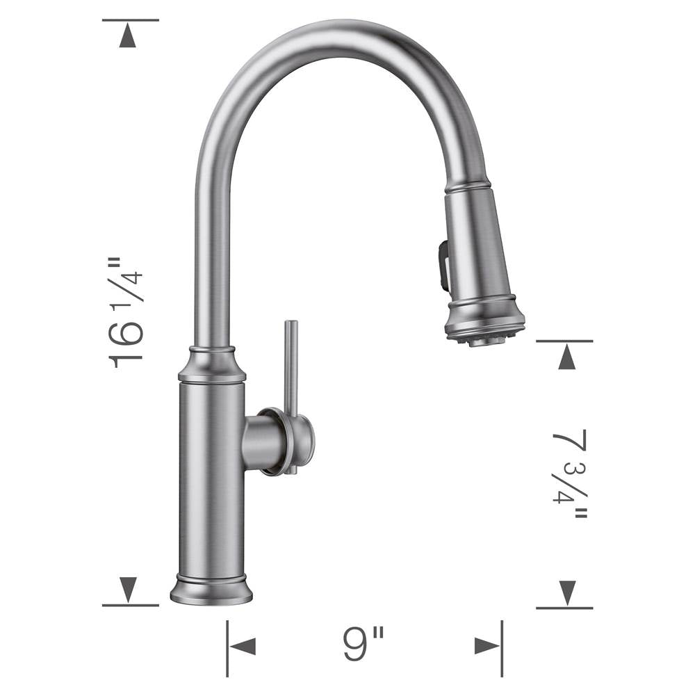 Empressa High Arc Pull-Down Dual-Spray Kitchen Faucet - PVD Steel