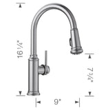 Empressa High Arc Pull-Down Dual-Spray Kitchen Faucet - PVD Steel