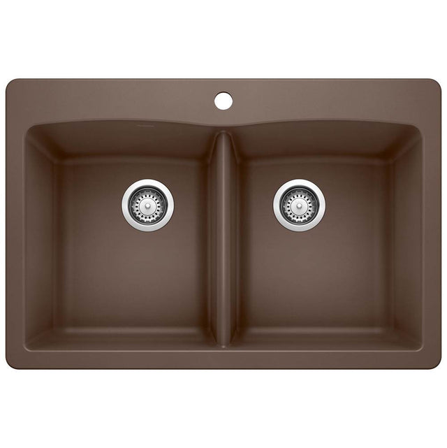 Blanco - Diamond SILGRANIT 33'' 50/50 Double Bowl Dual Mount Kitchen Sink - Cafe - Cafe