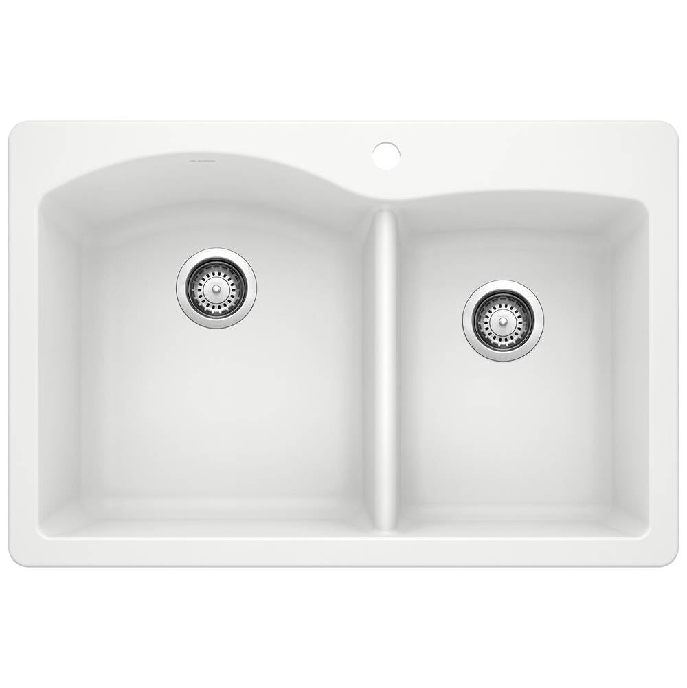 Blanco - Diamond SILGRANIT 33'' 60/40 Double Bowl Dual Mount Kitchen Sink - White - White