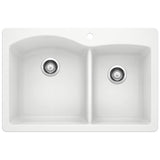 Blanco - Diamond SILGRANIT 33'' 60/40 Double Bowl Dual Mount Kitchen Sink - White - White
