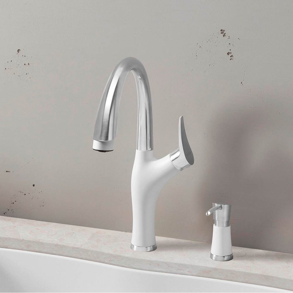 Artona Pull-Down Dual-Spray Kitchen Faucet - PVD Steel/Anthracite