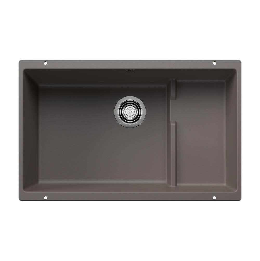 Blanco - Precis Cascade SILGRANIT 29'' Single Bowl Undermount Kitchen Sink with Colander - Volcano Gray - Volcano Gray
