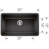 Precis SILGRANIT 30'' Single Bowl Undermount Kitchen Sink - Cinder