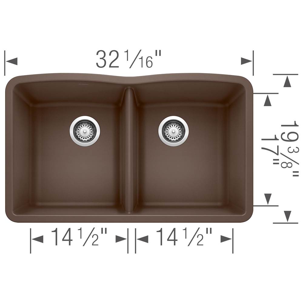 Diamond SILGRANIT 32'' 50/50 Double Bowl Undermount Kitchen Sink - Cafe
