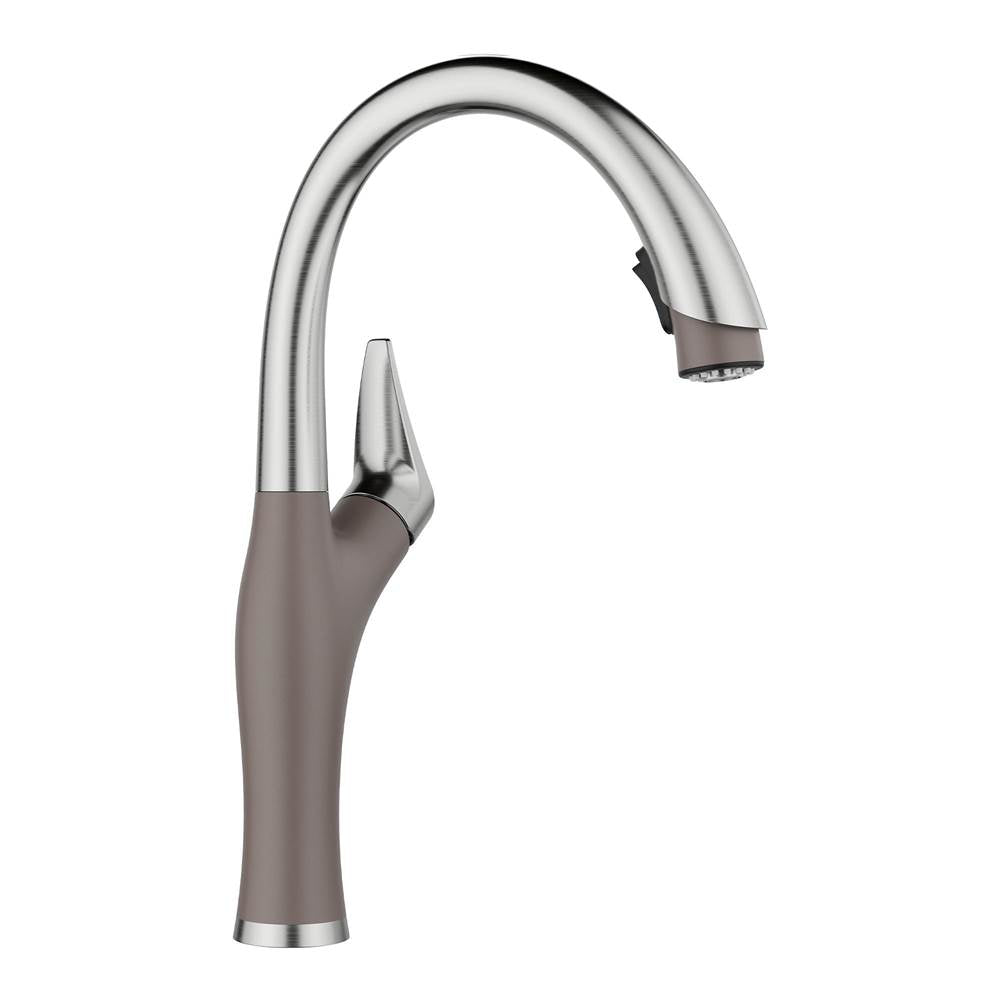Blanco - Artona Pull-Down Dual-Spray Kitchen Faucet - PVD Steel/Volcano Gray - Pvd Steel With Volcano Gray