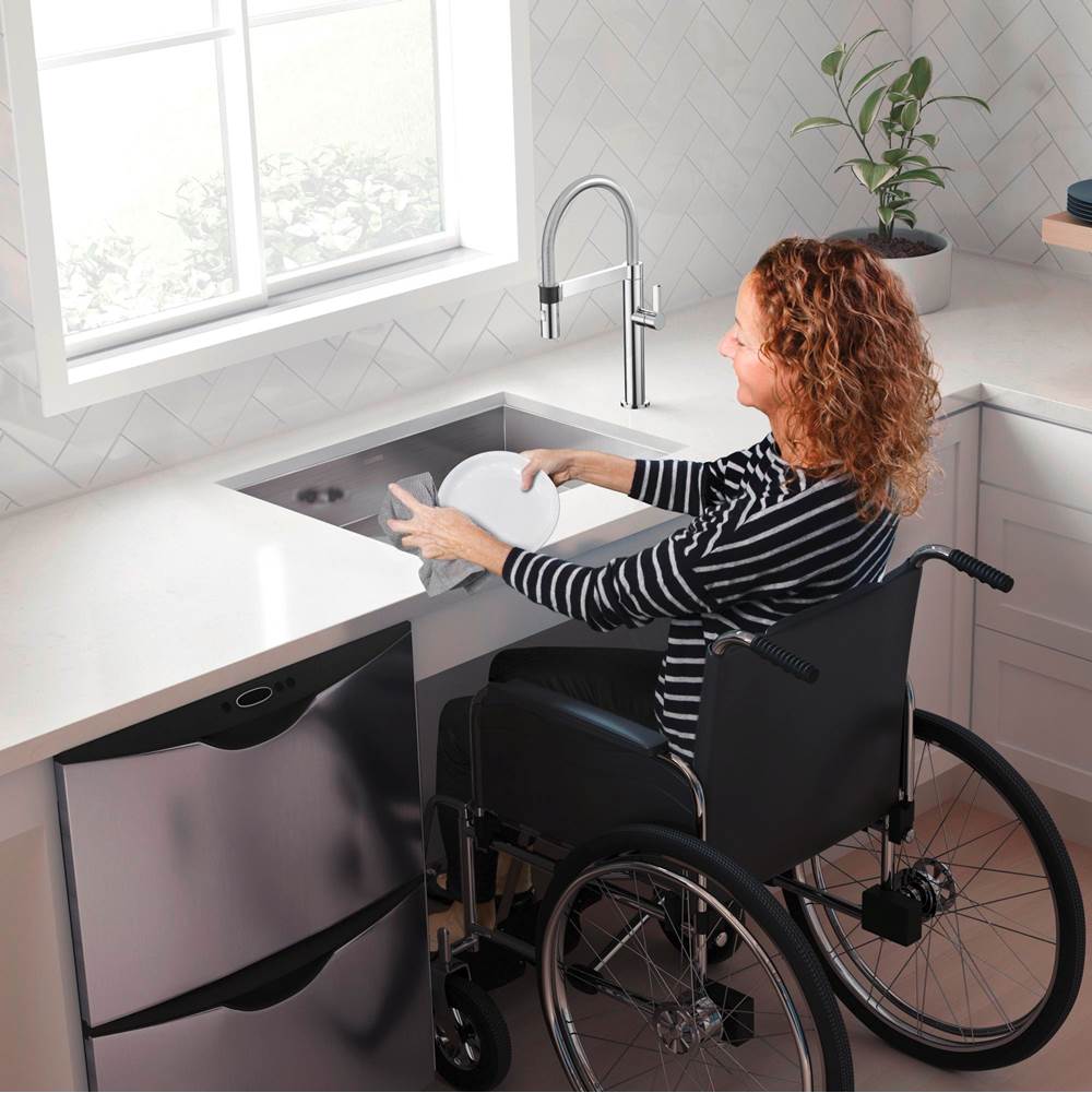 Quatrus R0 25'' Single Bowl Undermount ADA Stainless Steel Kitchen Sink