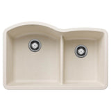 Blanco - Diamond SILGRANIT 32'' 60/40 Double Bowl Undermount Kitchen Sink with Low Divide - Soft White - Soft White