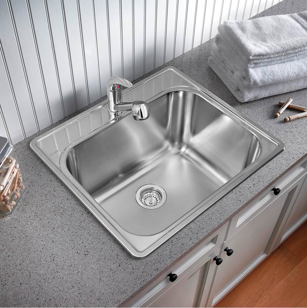 Essential 25'' Single Bowl Drop-In Stainless Steel Laundry Sink - 1 Hole