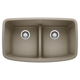 Blanco - Valea SILGRANIT 32'' 50/50 Double Bowl Undermount Kitchen Sink with Low Divide - Truffle - Truffle