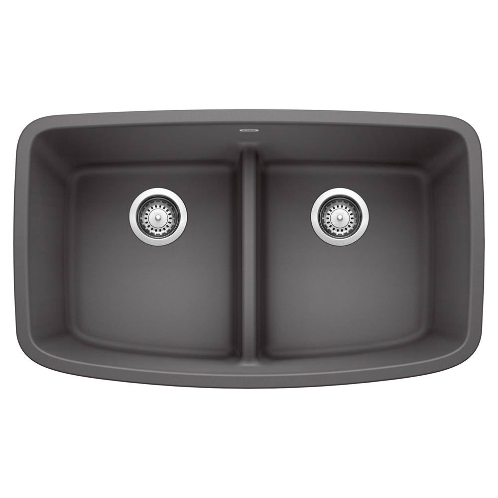 Blanco - Valea SILGRANIT 32'' 50/50 Double Bowl Undermount Kitchen Sink with Low Divide - Cinder - Cinder