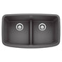 Blanco - Valea SILGRANIT 32'' 50/50 Double Bowl Undermount Kitchen Sink with Low Divide - Cinder - Cinder