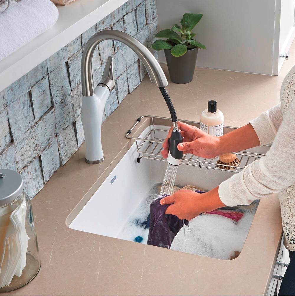 Liven SILGRANIT 25'' Single Bowl Dual Mount Laundry Sink - Anthracite
