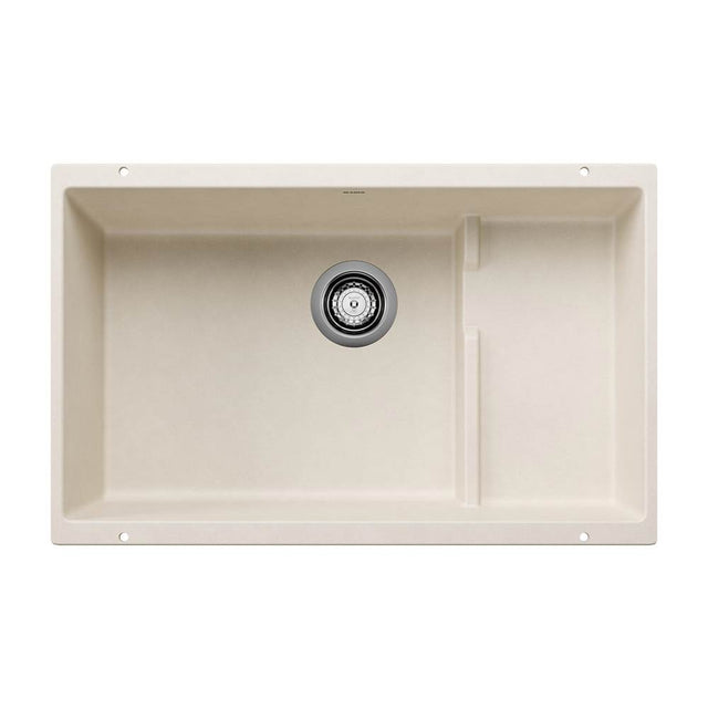 Blanco - Precis Cascade SILGRANIT 29'' Single Bowl Undermount Kitchen Sink with Colander - Soft White - Soft White