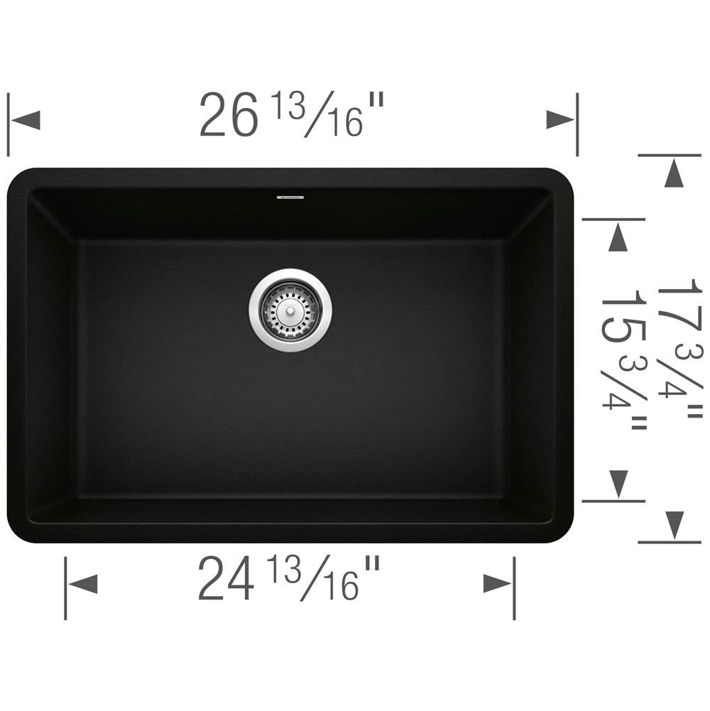 Precis SILGRANIT 27'' Single Bowl Undermount Kitchen Sink - Coal Black