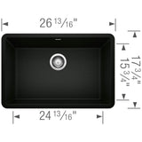 Precis SILGRANIT 27'' Single Bowl Undermount Kitchen Sink - Coal Black