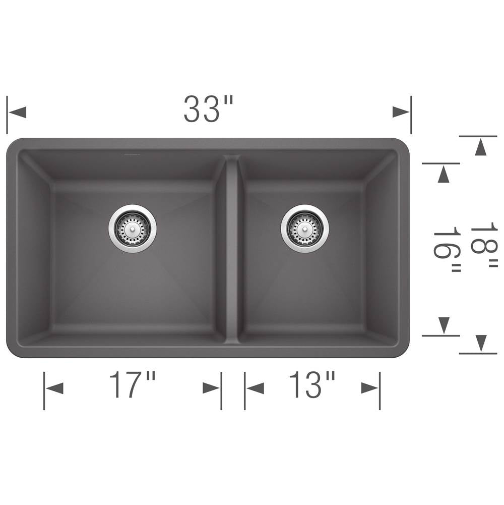 Precis SILGRANIT 33'' 60/40 Double Bowl Undermount Kitchen Sink - White
