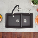 Performa SILGRANIT 33'' 60/40 Double Bowl Undermount Kitchen Sink with Low Divide - White