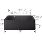 Ikon SILGRANIT 33'' Double Bowl Apron-Front Farmhouse Sink with Low Divide - Anthracite