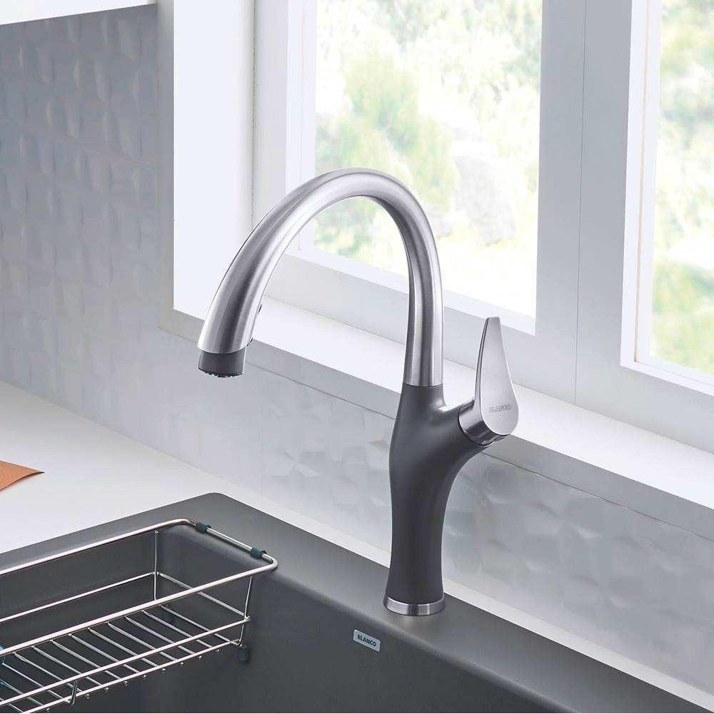Artona Pull-Down Dual-Spray Kitchen Faucet - PVD Steel/Anthracite