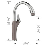 Artona Pull-Down Dual-Spray Kitchen Faucet - PVD Steel/Volcano Gray