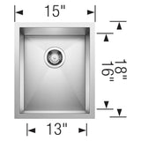 Precision R0 15'' Undermount Stainless Steel Bar Sink