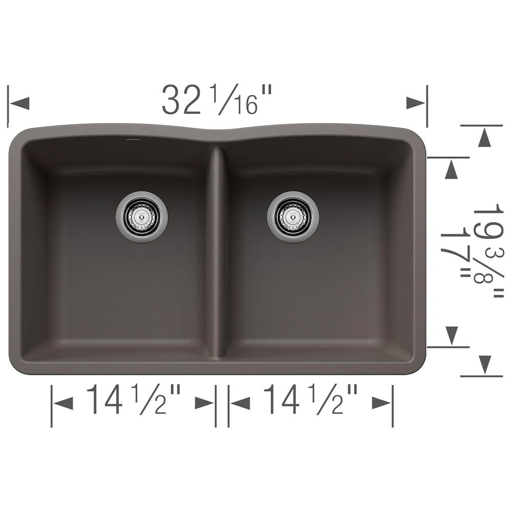 Diamond SILGRANIT 32'' 50/50 Double Bowl Undermount Kitchen Sink - Soft White