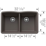 Diamond SILGRANIT 32'' 50/50 Double Bowl Undermount Kitchen Sink - Soft White