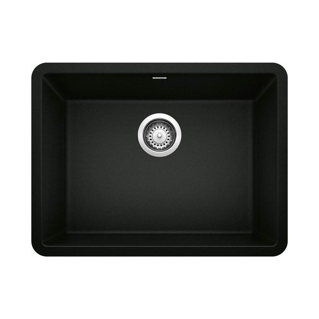 Blanco - Precis SILGRANIT 24'' Single Bowl Undermount Kitchen Sink - Coal Black - Coal Black