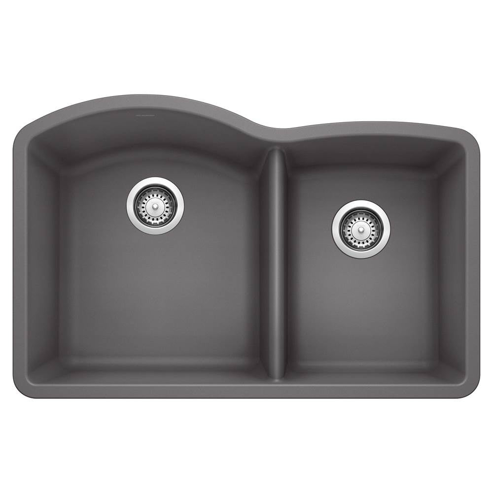 Blanco - Diamond SILGRANIT 32'' 60/40 Double Bowl Undermount Kitchen Sink - Cinder - Cinder