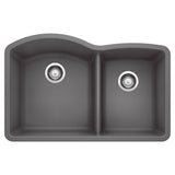 Blanco - Diamond SILGRANIT 32'' 60/40 Double Bowl Undermount Kitchen Sink - Cinder - Cinder