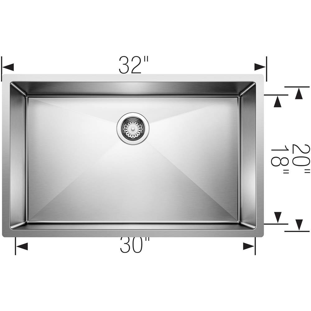 Precision R10 32'' Single Bowl Undermount Stainless Steel Kitchen Sink