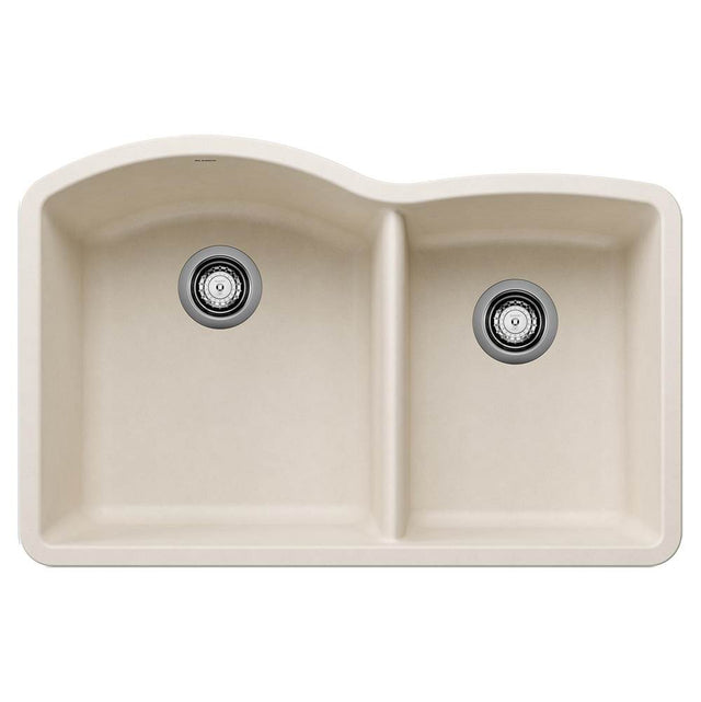 Blanco - Diamond SILGRANIT 32'' 60/40 Double Bowl Undermount Kitchen Sink - Soft White - Soft White