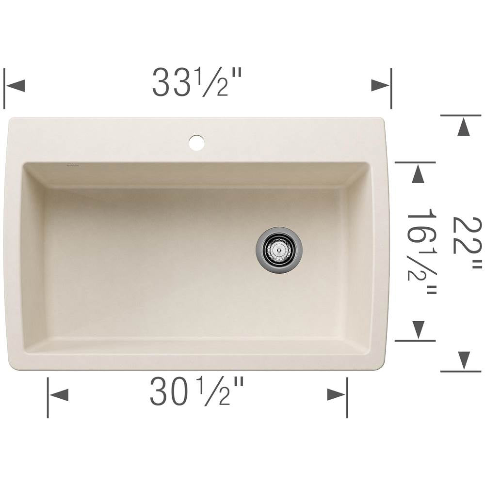 Diamond SILGRANIT 33.5'' Super Single Dual Mount Kitchen Sink - Soft White